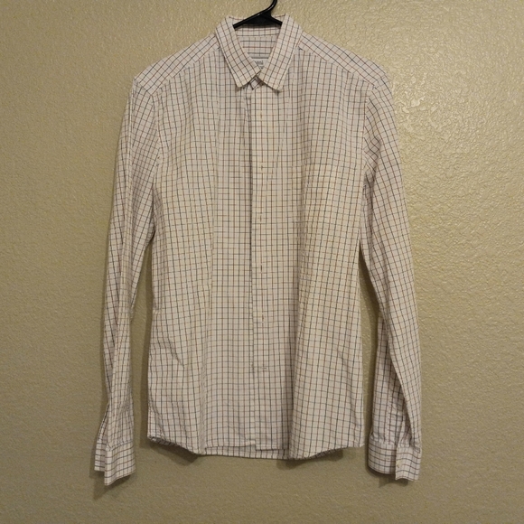 AMI Alexandre Mattiussi White Red Blue Check Button Front Shirt